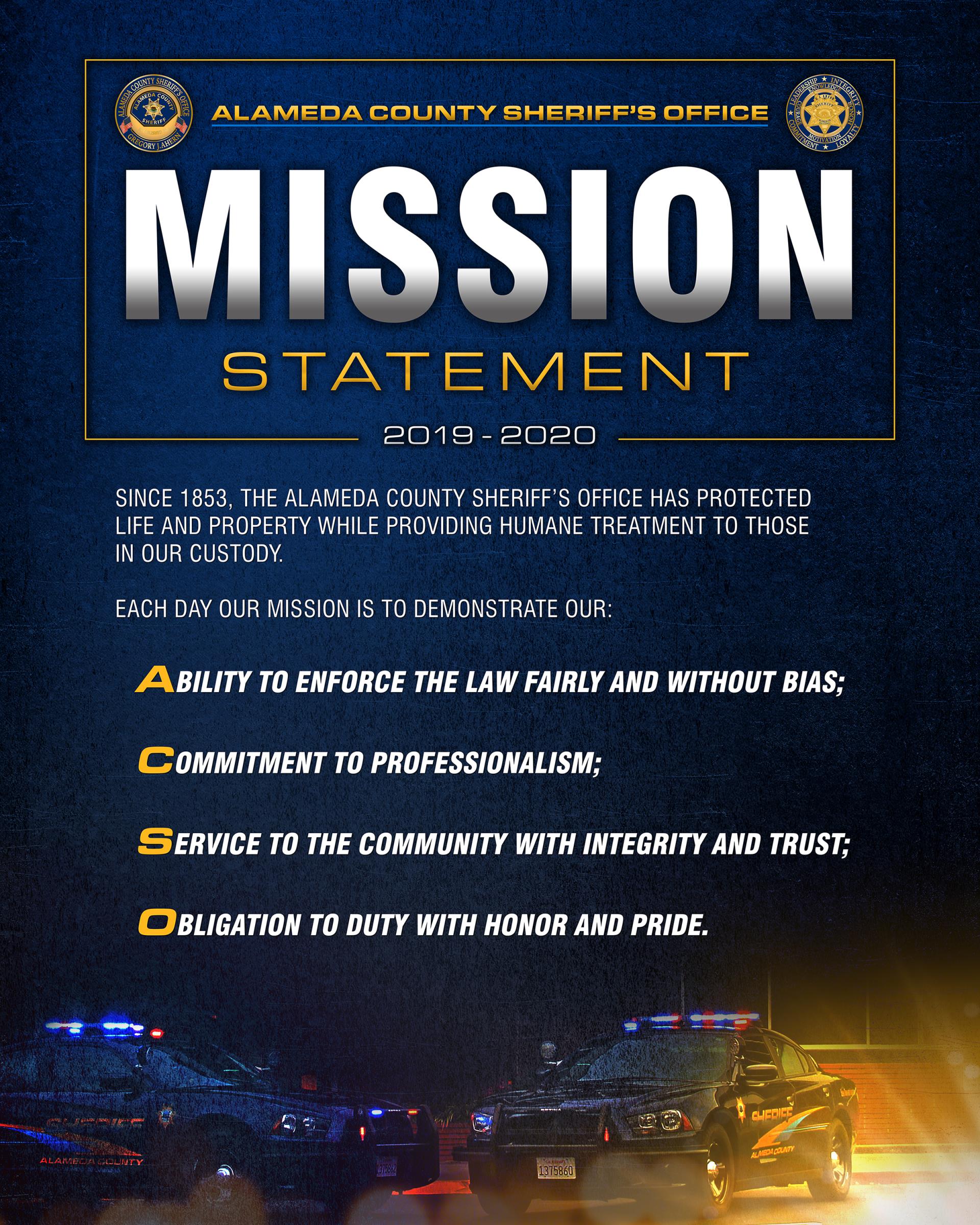 Mission Statement  Alameda County Sheriff's Office, CA